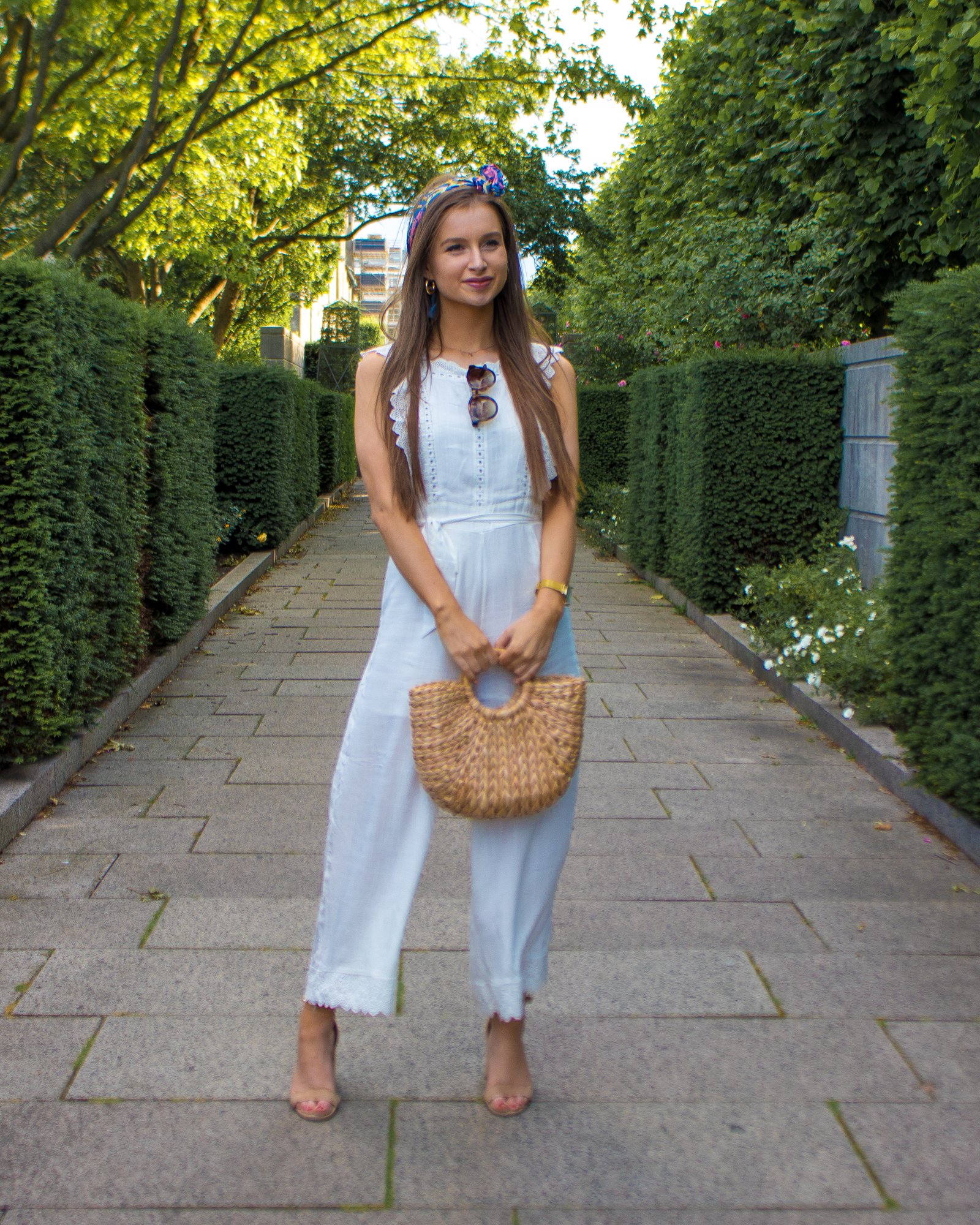 White jumpsuit summer outfit